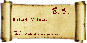 Balogh Vilmos névjegykártya